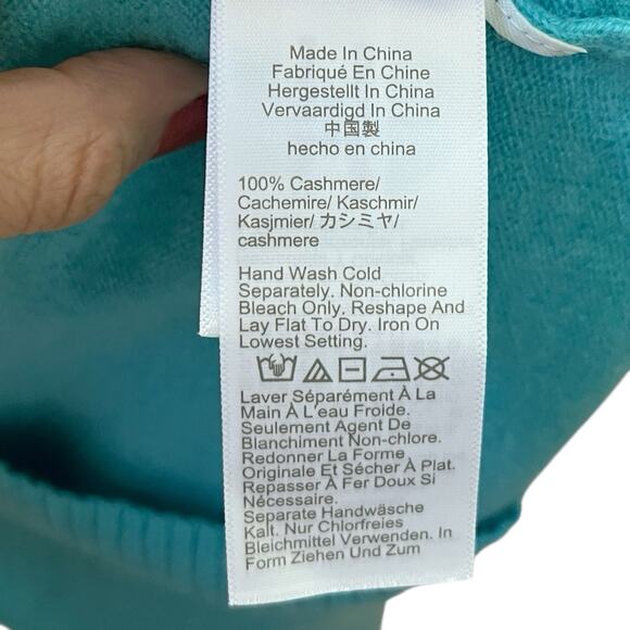 J Crew Cashmere Short Sleeve Sweater Medium Turquoise Minimalist Classic Preppy - Picture 11 of 12